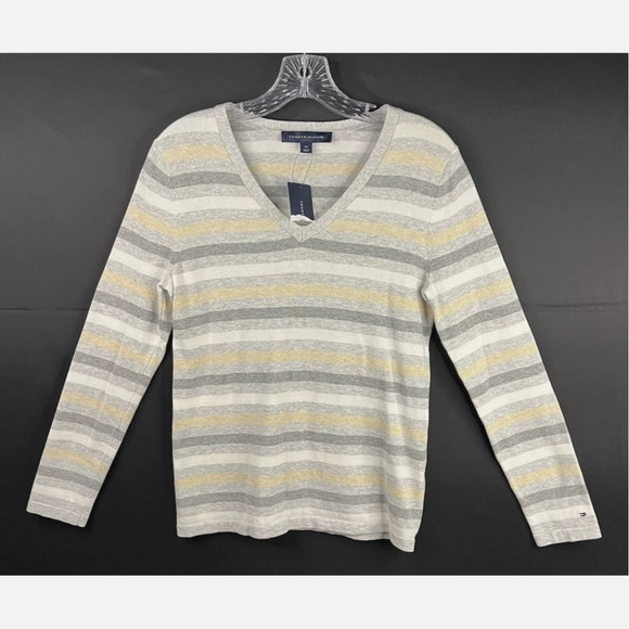 Tommy Hilfiger women's sweater light weight pullover v neck long sleeve NWT S - Picture 1 of 5